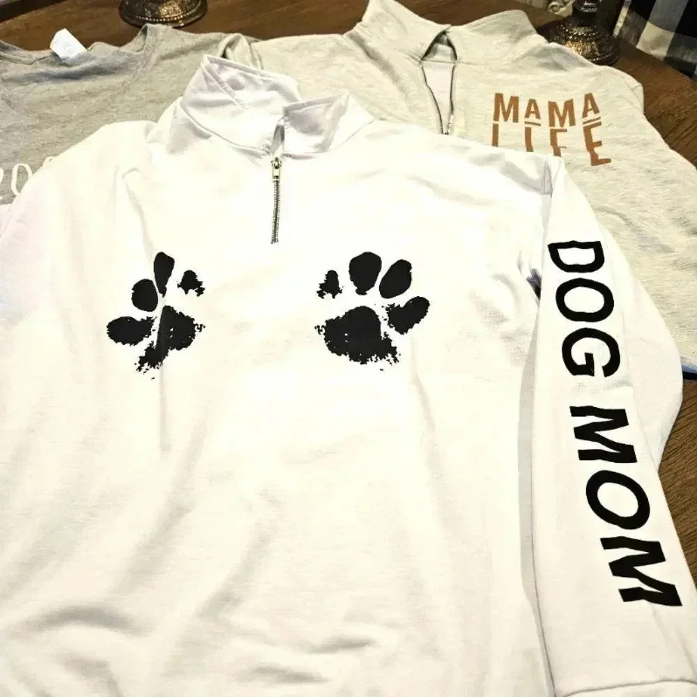 White Dog Mom Long Sleeve Tee